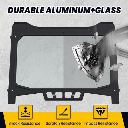HECASA Vented Full Glass Windshield Compatible with Polaris 2018-2020 RZR XP Turbo S, 2019-2020 RZR XP 4 Turbo S Clear Glass Windscreen Black Powder Coated Aluminum in Saudi Arabia