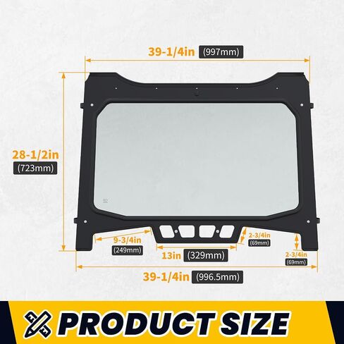 HECASA Vented Full Glass Windshield Compatible with Polaris 2018-2020 RZR XP Turbo S, 2019-2020 RZR XP 4 Turbo S Clear Glass Windscreen Black Powder Coated Aluminum in Saudi Arabia