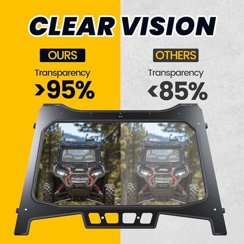HECASA Vented Full Glass Windshield Compatible with Polaris 2018-2020 RZR XP Turbo S, 2019-2020 RZR XP 4 Turbo S Clear Glass Windscreen Black Powder Coated Aluminum in Saudi Arabia