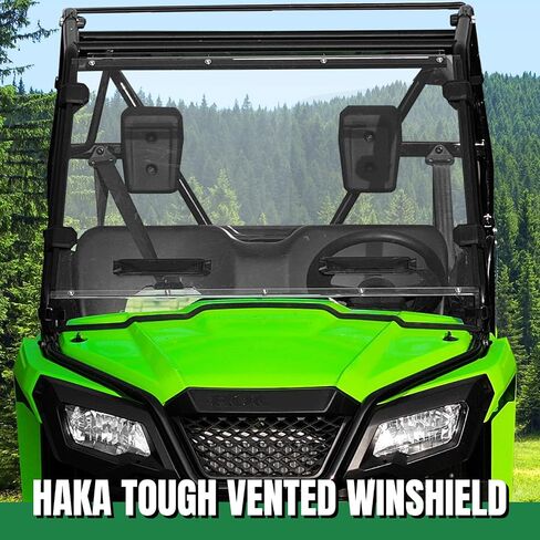 HAKA TOUGH زجاج أمامي بفتحات تهوية كاملة لملحقات Pioneer 520 2015-2025، نافذة بولي كربونات شفافة مطلية بالصلب مع فتحات قابلة للتعديل لـ Pioneer 520 / 500 in Saudi Arabia