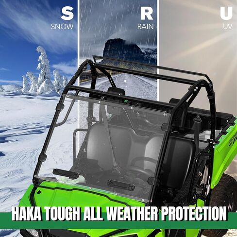 HAKA TOUGH زجاج أمامي بفتحات تهوية كاملة لملحقات Pioneer 520 2015-2025، نافذة بولي كربونات شفافة مطلية بالصلب مع فتحات قابلة للتعديل لـ Pioneer 520 / 500 in Saudi Arabia