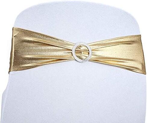 50 PCS Spandex Chair Sashes Bows Elastic Chair Bands with Buckle Slider Sashes Bows for Wedding Decorations Without White Covers (Metallic Silver) in Saudi Arabia