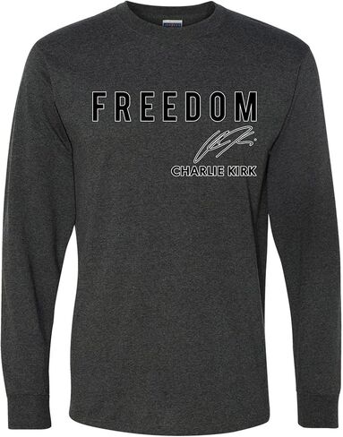 wild custom apparel Freedom Charlie Kirk Signiture Mens Long Sleeves in Saudi Arabia