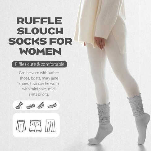 Sintege Ruffle Slouch Socks with Grips 80s Neon Women Socks for Pilates Yoga 80s 90s Halloween Christmas Costume in Saudi Arabia