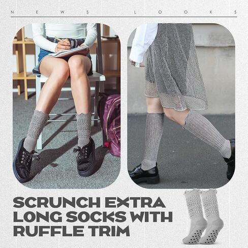 Sintege Ruffle Slouch Socks with Grips 80s Neon Women Socks for Pilates Yoga 80s 90s Halloween Christmas Costume in Saudi Arabia