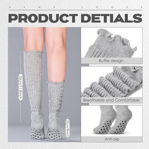 Sintege Ruffle Slouch Socks with Grips 80s Neon Women Socks for Pilates Yoga 80s 90s Halloween Christmas Costume in Saudi Arabia