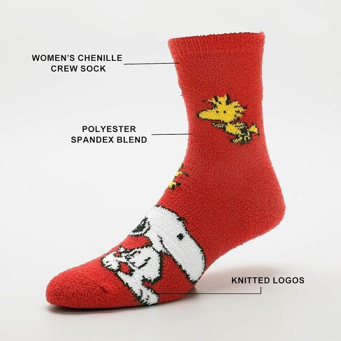 Bioworld Peanuts Snoopy and Woodstock Womens Chenille Crew Socks in Saudi Arabia