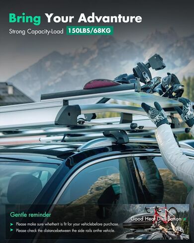SCITOO Roof Rack Cross Bars, Aluminum Luggage Rack 150lbs Bearing Crossbars Black Roof Rails Fit for Chevrolet Equinox 2010-2017, for GMC Terrain 2010-2017 in Saudi Arabia