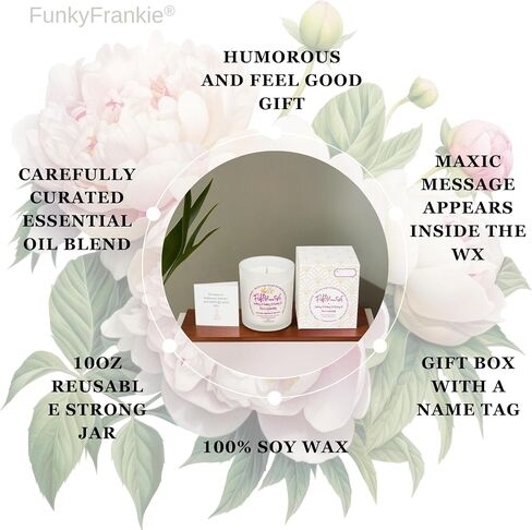 FunkyFrankie 50th Birthday Gift for Women – Funny Gift Idea | 10oz Soy Wax, Essential Oils, Hidden Message Inside | 1975 Born Gifts, 50 Year Old Mom, Sister, Friend | Handmade, Designed in Europe in Saudi Arabia