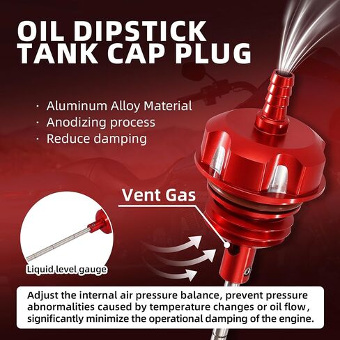 SLMOTO Aluminum Vented Oil Dipstick Tank Cap Plug Fit For Harley Davidson Touring 2017-2025 Softail 2018-2021 Red in Saudi Arabia