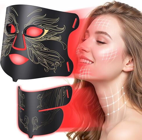 LED Light Therapy mask (E106A) Red Light Therapy for Face and Neck, 7-in-1 Colors Led Face Mask Light Therapy with 324 LED Beads, 5 Brightness Levels & Timer Function for Home & Travel in Saudi Arabia