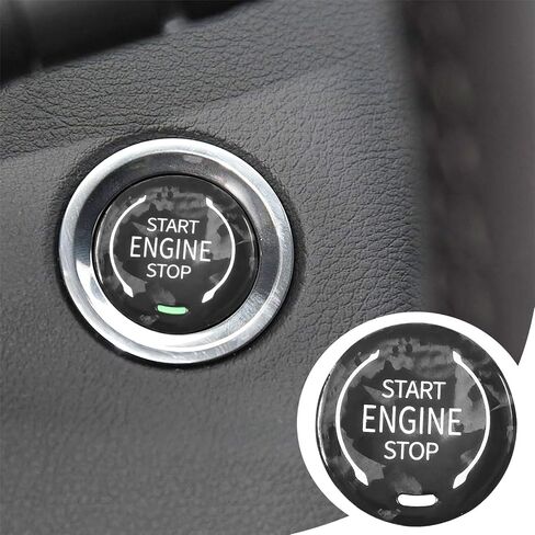 Forged Carbon Fiber Push Start Button Cover Compatible with Cadillac XT4 XT6 CT5 Buick Enclave Encore Chevry Trailblazer Corvette Engine Start Stop Button Cover Key Ignition Switch Cover Black in Saudi Arabia