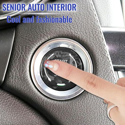 Forged Carbon Fiber Push Start Button Cover Compatible with Cadillac XT4 XT6 CT5 Buick Enclave Encore Chevry Trailblazer Corvette Engine Start Stop Button Cover Key Ignition Switch Cover Black in Saudi Arabia