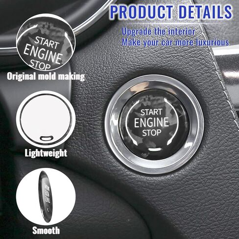 Forged Carbon Fiber Push Start Button Cover Compatible with Cadillac XT4 XT6 CT5 Buick Enclave Encore Chevry Trailblazer Corvette Engine Start Stop Button Cover Key Ignition Switch Cover Black in Saudi Arabia