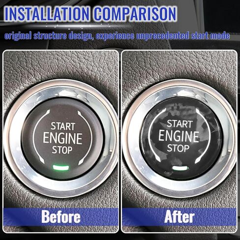 Forged Carbon Fiber Push Start Button Cover Compatible with Cadillac XT4 XT6 CT5 Buick Enclave Encore Chevry Trailblazer Corvette Engine Start Stop Button Cover Key Ignition Switch Cover Black in Saudi Arabia