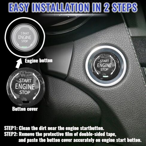 Forged Carbon Fiber Push Start Button Cover Compatible with Cadillac XT4 XT6 CT5 Buick Enclave Encore Chevry Trailblazer Corvette Engine Start Stop Button Cover Key Ignition Switch Cover Black in Saudi Arabia