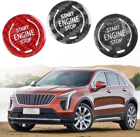 Forged Carbon Fiber Push Start Button Cover Compatible with Cadillac XT4 XT6 CT5 Buick Enclave Encore Chevry Trailblazer Corvette Engine Start Stop Button Cover Key Ignition Switch Cover Black in Saudi Arabia