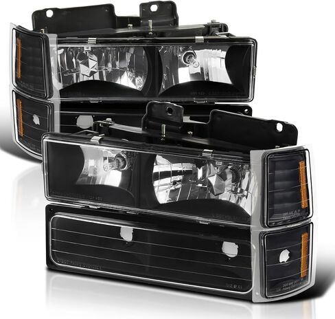 SPEC-D TUNING Smoke Headlights + Bumper Lights + Corner Lamps Compatible with 1994-1998 Chevy C10 Pickup C/K 1500 2500 3500 Tahoe Suburban, Left + Right Pair Headlamps Assembly in Saudi Arabia