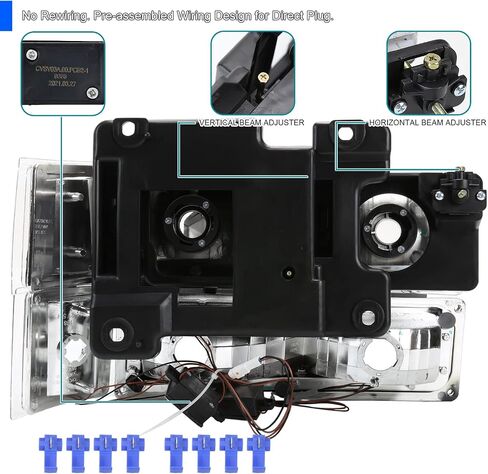 SPEC-D TUNING Smoke Headlights + Bumper Lights + Corner Lamps Compatible with 1994-1998 Chevy C10 Pickup C/K 1500 2500 3500 Tahoe Suburban, Left + Right Pair Headlamps Assembly in Saudi Arabia