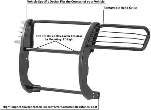 Black Horse Grille Brush Bumper Guard Modular Black Compatible with 2005-2015 Toyota Tacoma-17A096400MA in Saudi Arabia