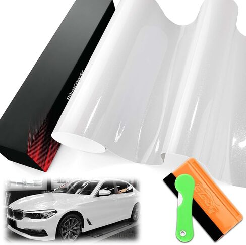 1FTx5FT PET Super Gloss Metallic Sparkle White High Glossy Vinyl Wrap Auto Car Sticker Decal Film Sheet Bubble Free Air Release Technology with Tool Set in Saudi Arabia