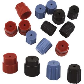 20 Pcs Ac Low Pressure Port Cap, 13mm & 16mm Air Conditioning Service Ac Valve Cap, High & Low Pressure Ac Service Valve Cap for Most Cars (5 Blue Low Side, 5 Red High Side, 10 Black High Side) in Kuwait