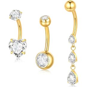 Xpircn 14G حلقات زر البطن من التيتانيوم ثقب البطن حلقات البطن الملولبة داخليًا، مجوهرات ثقب البطن، حلقات زر البطن المتدلية للنساء in Kuwait