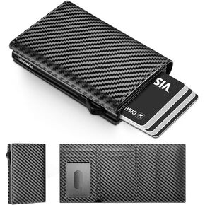 Wallet for Men - Pop up Credit Card Holder for 9-11 Card Capacity | 1 ID Window | Cash Slot - Front Pocket - RFID Blocking - Slim Smart Wallet for Men, Trifold, Leather (Carbon Black) in Saudi Arabia