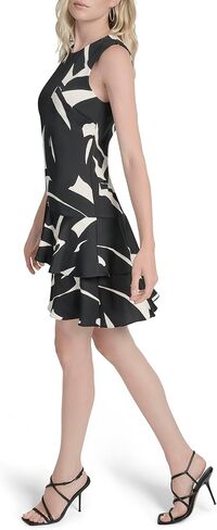 DKNY Women's Sleeveless Jewel Neck Ruffle Hem Mini Dress in Saudi Arabia