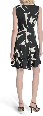 DKNY Women's Sleeveless Jewel Neck Ruffle Hem Mini Dress in Saudi Arabia