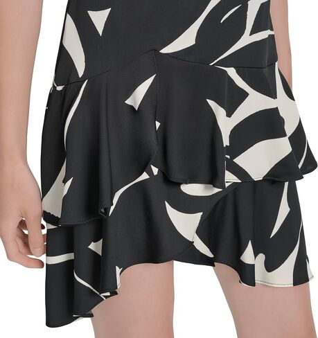 DKNY Women's Sleeveless Jewel Neck Ruffle Hem Mini Dress in Saudi Arabia