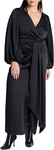 ELOQUII Women's Plus Size Satin Sleeve Pleated Dress in Saudi Arabia