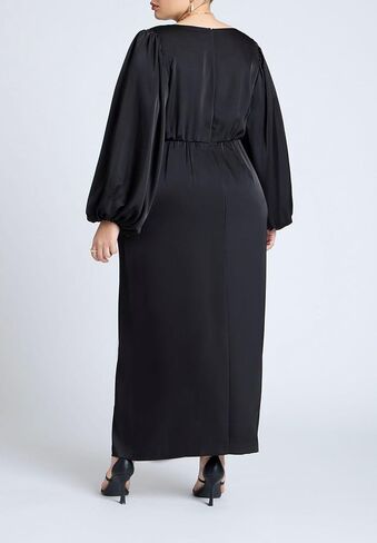 ELOQUII Women's Plus Size Satin Sleeve Pleated Dress in Saudi Arabia