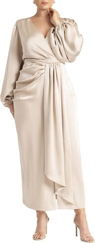 ELOQUII Women's Plus Size Satin Sleeve Pleated Dress in Saudi Arabia