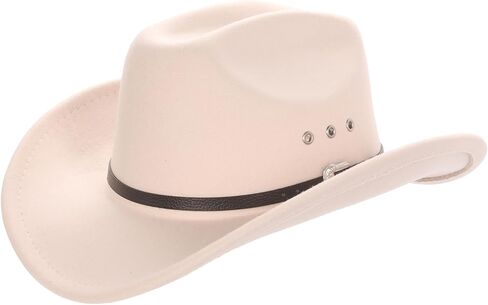 Vintage Western Cowboy hat, Felt hat with Ventilation Holes and Buckle Strap Design, Shiny Unisex Rodeo Fedora hat in Saudi Arabia