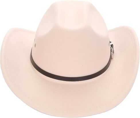 Vintage Western Cowboy hat, Felt hat with Ventilation Holes and Buckle Strap Design, Shiny Unisex Rodeo Fedora hat in Saudi Arabia