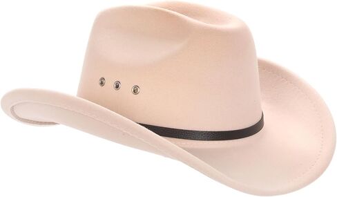 Vintage Western Cowboy hat, Felt hat with Ventilation Holes and Buckle Strap Design, Shiny Unisex Rodeo Fedora hat in Saudi Arabia