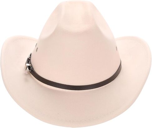 Vintage Western Cowboy hat, Felt hat with Ventilation Holes and Buckle Strap Design, Shiny Unisex Rodeo Fedora hat in Saudi Arabia