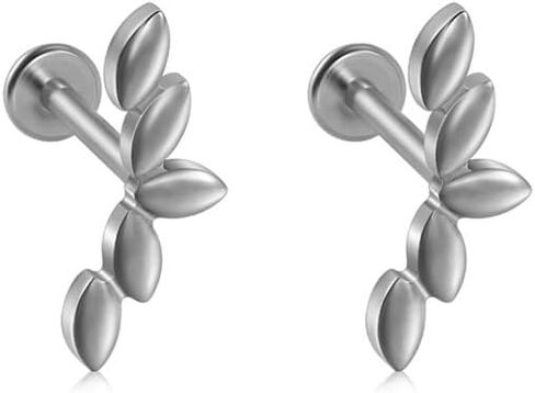 Stainless Steel Cartilage Stud Earrings 16G Flower Leaf Lip Rings Labret Monroe Studs Conch Helix Tragus Flat Back Earrings Studs Body Piercing Jewelry for Women in Saudi Arabia