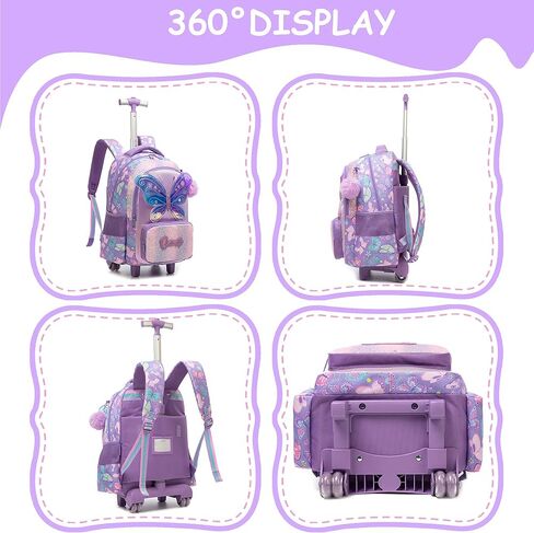 Mermaid Rolling Backpack for Girls Rolling Backpack 8-12 Kids Trolley Schoolbag with Wheels for Elementary Roller Backpacks for Girls with Lunch Box in Kuwait