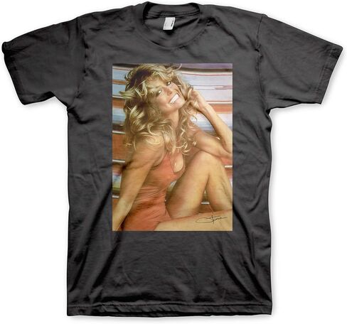 Farrah Fawcett Official Licensed Iconic Red Bathing Suit T-Shirt/Tee-Black in Saudi Arabia
