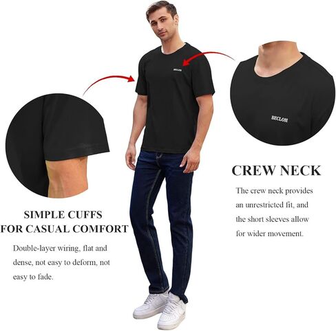 Mens T-Shirts Cotton, Loose Fit, 100% Cotton T Shirts for Men, Soft & Breathable in Saudi Arabia