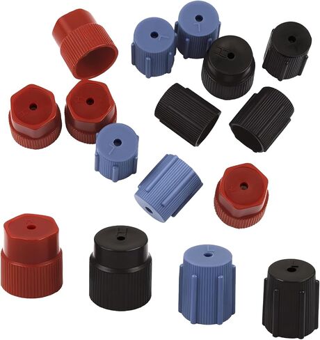 20 Pcs Ac Low Pressure Port Cap, 13mm & 16mm Air Conditioning Service Ac Valve Cap, High & Low Pressure Ac Service Valve Cap for Most Cars (5 Blue Low Side, 5 Red High Side, 10 Black High Side) in Kuwait
