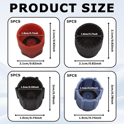 20 Pcs Ac Low Pressure Port Cap, 13mm & 16mm Air Conditioning Service Ac Valve Cap, High & Low Pressure Ac Service Valve Cap for Most Cars (5 Blue Low Side, 5 Red High Side, 10 Black High Side) in Kuwait
