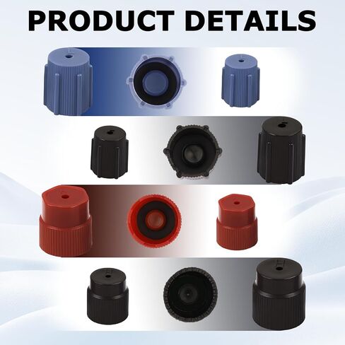 20 Pcs Ac Low Pressure Port Cap, 13mm & 16mm Air Conditioning Service Ac Valve Cap, High & Low Pressure Ac Service Valve Cap for Most Cars (5 Blue Low Side, 5 Red High Side, 10 Black High Side) in Kuwait