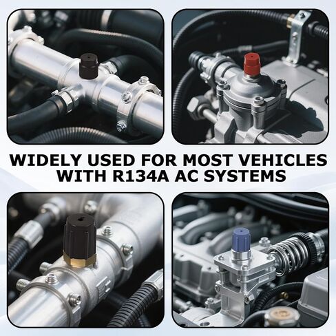 20 Pcs Ac Low Pressure Port Cap, 13mm & 16mm Air Conditioning Service Ac Valve Cap, High & Low Pressure Ac Service Valve Cap for Most Cars (5 Blue Low Side, 5 Red High Side, 10 Black High Side) in Kuwait