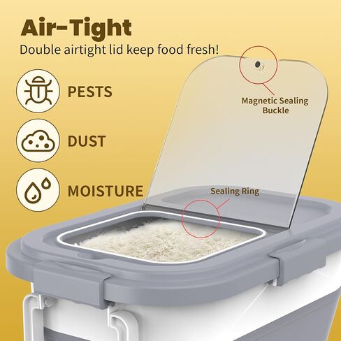 10 Lbs Dog Food Storage Container，Collapsible Pet Food Storage with Airtight Lid ，Silicone Pet Bowl and Dog Food Scoop，Cat Food Storage container Dry Food for Pets, Rice,Cereal in Saudi Arabia