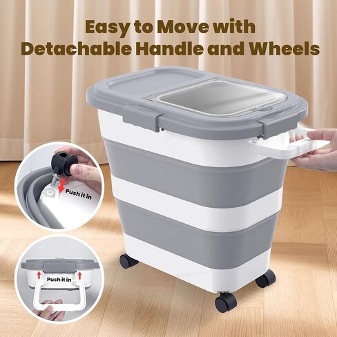 10 Lbs Dog Food Storage Container，Collapsible Pet Food Storage with Airtight Lid ，Silicone Pet Bowl and Dog Food Scoop，Cat Food Storage container Dry Food for Pets, Rice,Cereal in Saudi Arabia