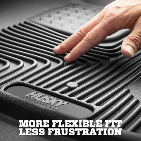 Husky 53498 X-act Contour Floor Mats | Fits 2015-2024 Ford F-150 (Includes 2022-2024 Lightning) SuperCrew Without Fold Flat Storage (Full Coverage) | Front & 2nd Row, 3-pc Black - 53498 in Saudi Arabia