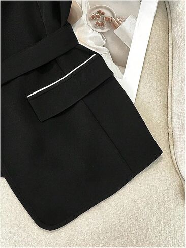 GORGLITTER Women's Plus Size Sleeveless Blazer Vest Lapel Collar Belt Waist Dressy Casual Suit Jacket in Saudi Arabia